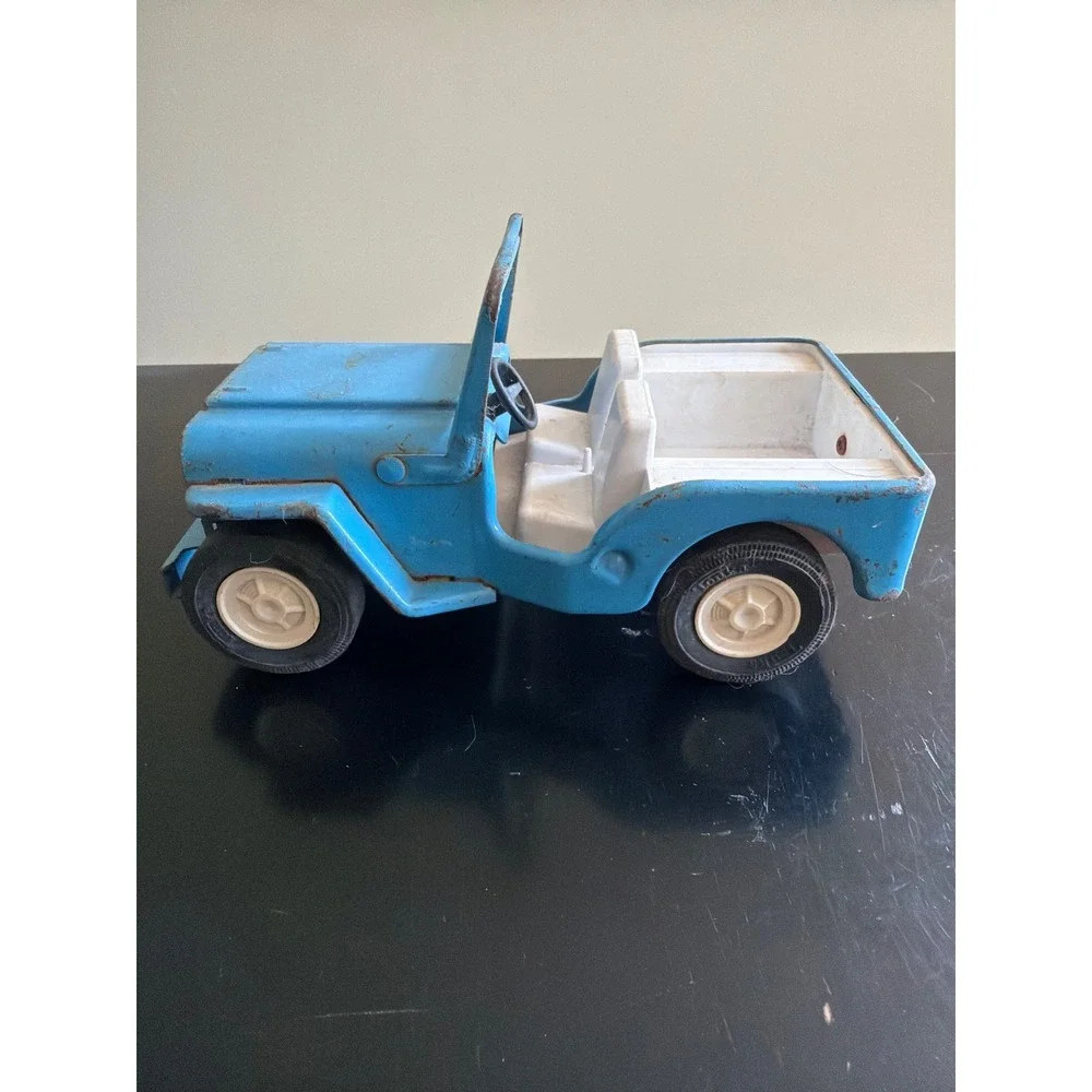 Tonka Jeep Pressed Steel Toy Truck Blue Vintage 1960s Patina